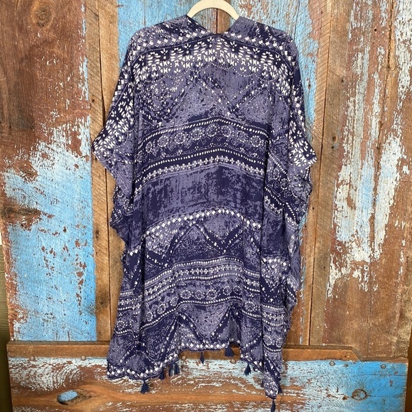 Ultra Pink Blue Boho Kimono Top Festival Western Size 1X - Picture 5 of 6